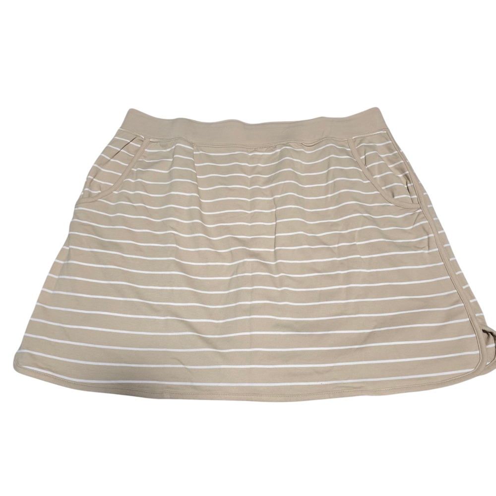 Denim & Co Active Pull-on Striped Skort-Classic Beige Size XL